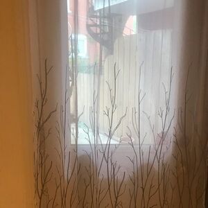 Shear 1 panel Curtains   White and grey nwot​​​​​​​​​